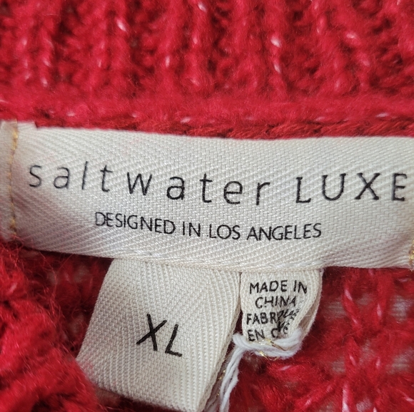 Saltwater Luxe Red Chunky Knit Cropped Sweater XL - Picture 3 of 8